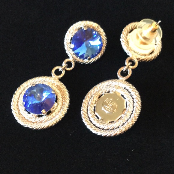 Italian Swarovski Crystal Earrings Sapphire&Silver - Picture 2 of 2